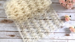 How to Crochet Lacy Mohair Scarf One Row Repeat Crochet Video Tutorial [upl. by Vassar853]