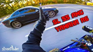 ЧУВАК НА МЕРСЕ ПЫТАЛСЯ  MercedesBenz SL55 AMG V8 vs Yamaha R6 [upl. by Karita]