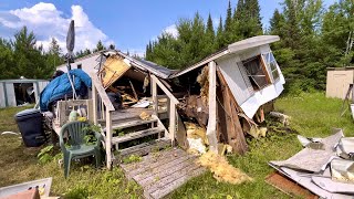 Developing Off Grid Property Tearing Down Old Trailer House [upl. by Asylem]