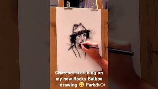 Charcoal sketching on my new Rocky Balboa drawing 🙃 Part 1 charcoal drawing rockybalboa stallone [upl. by Asseniv]