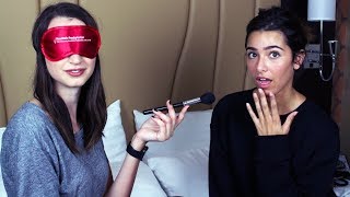 Gibi Does ASMR Glows MakeupBlindfolded [upl. by Torhert419]