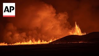 Iceland volcano erupts on the Reykjanes Peninsula [upl. by Carlyle]