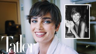 TAYLOR HILL Breaks Down Her 90s Linda Evangelista Inspired Look  Tatler GRWM EN cc [upl. by Ttik]