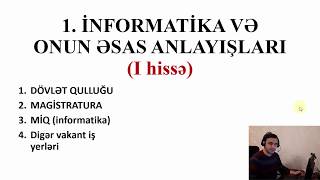 İNFORMATİKA VƏ ONUN ƏSAS ANLAYIŞLARI  Dövlət Qulluğu Magistratura MİQ üçün [upl. by Rehoptsirhc71]