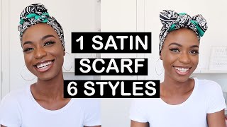 6 QUICK AND EASY WAYS TO TIE A SATIN HEAD SCARF  HEAD WRAPS  HEAD TIE [upl. by Venable]