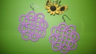 23 TUTORIAL ORECCHINI CHIACCHIERINO AD AGO EARRINGS NEEDLE TATTING Frivolitè фриволите [upl. by Rosy]