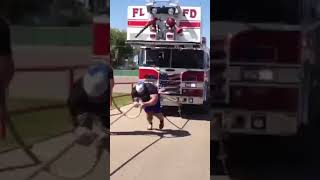 Pulling a fire truck  Brian Shaw [upl. by Nnaael959]