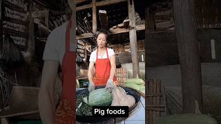 Cutting Fresh Vegetables For Pig Foods animal foodlover asmrsounds [upl. by Trueblood]