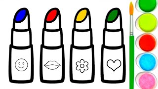 How to draw lipstickslearn to draw patterns art lessons for kidschildrens fun learning draw [upl. by Ahsineg]