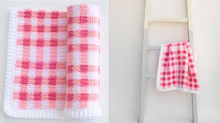 Crochet Nine Square Gingham Blanket [upl. by Annaed154]