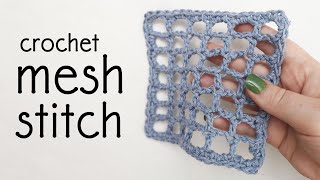 Crochet Mesh Stitch Perfect For Market Bags Easy Beginner Tutorial [upl. by Neladgam]