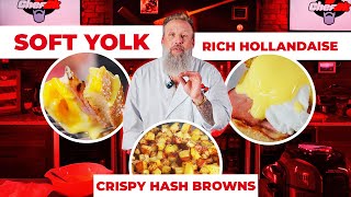 Make the ultimate Eggs Benedict Perfect Poached Eggs Hollandaise amp Crispy Hash Browns  Chef2k [upl. by Birkle]