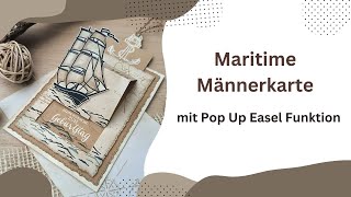 Maritime Männerkarte zum Geburtstag basteln  Slide Up Easel Card  Aufziehkarte [upl. by Pavkovic]