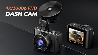 SASINON Dash Camera 4K1080P Front and Rear Recording  Review [upl. by Nnairak]