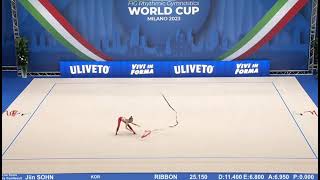 Polina Karika Ribbon Qual 28750  World Cup Milan 2023 [upl. by Palila]