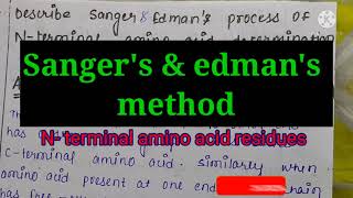 Sangers amp Edmans process amino acid determination Nterminal residue MSc chemistry notes [upl. by Cinemod152]