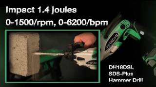 Perforateur SdsPlus 18V Hitachi DH18DSL  Guedo Outillage [upl. by Ocin181]