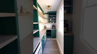 Kitchen pantry renovation adding storage with deep green cabinets and stained wood countertops [upl. by Sessler]