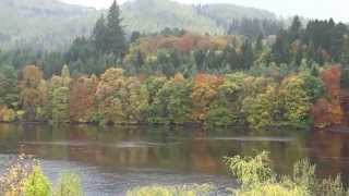 Autumn Coronation Bridge Over Loch Faskally Pitlochry Highland Perthshire Scotland [upl. by Adnilym94]