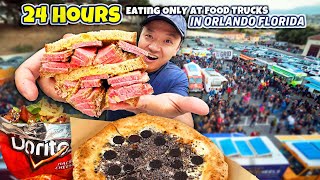 24 Hours Eating ONLY at FOOD TRUCKS in Orlando Florida [upl. by Ocnarf]