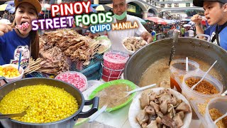 PINOY STREET FOOD IN QUIAPO MANILA EDIE WOW LUGAW OVERLOAD LAMAN LOOB NG BAKA SWEET CORN SCRAMBLE [upl. by Niltyak]