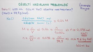 Genel Kimya 1Bölüm 4Kimyasal TepkimelerÇözelti Hazırlama Problemleri 1 [upl. by Wehrle]