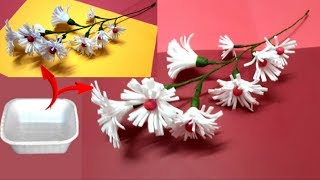 How To Make Flower stick From Waste Thermocol bowl at home making flower bunches Best out of waste [upl. by Ticknor]