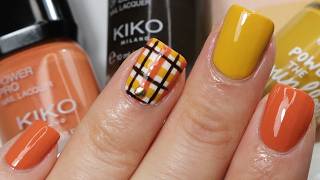 Easy Autumn Plaid Nail Art  Fall Nail Design Idea  Nail Art Tutorial for Beginners [upl. by Woothen]