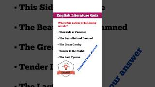 English Literature Trivia Quiz  Famous American Novelists  American Literature [upl. by Jacey]