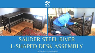 Sauder Steel River Industrial LShaped Desk Assembly Model 425908 423976 aka Hovey LShape Desk [upl. by Elleoj65]