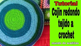 ❤❤❤TUTORIAL cojín redondo tejido a crochet fácil para principiante [upl. by Llemhar]