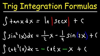 Basic Integration Formulas of Trigonometric Functions  Calculus [upl. by Nolra]