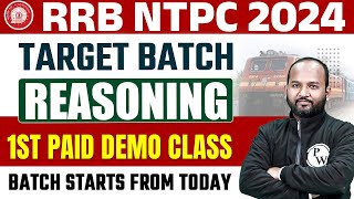 RRB NTPC 2024  RRB NTPC BATCH REASONING DEMO CLASS 1  REASONING FOR RAILWAY EXAMS BY PULKIT SIR [upl. by Elianore]