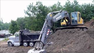 Volvo EC210 Excavator Rocking Out Trucks [upl. by Nyliram601]