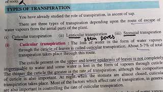 Ch 14  Transport in plants part 5 types of transpiration cuticular lenticular and stomatal [upl. by Riedel]