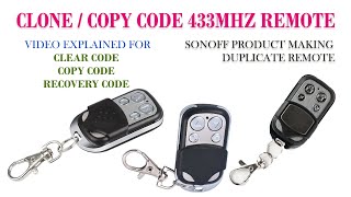 Copy  Clone remote duplicator 433Mhz Copy code Clear code and Recovery code method instructions [upl. by Isla]