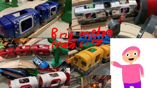 My Brio metro train city in action and stop motion with custom metro trains [upl. by Annawt958]