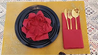 Easy Napkin Folding for Cutlery  How to Fold Napkin into Pocket [upl. by Aiello]