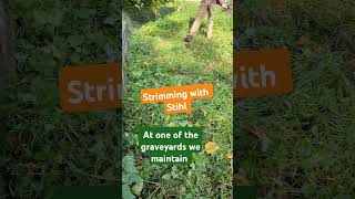 Garden maintenance at one of the graveyards we maintain graveyard striming grass stihl garden [upl. by Warchaw332]