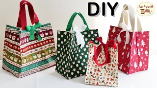 Fabric gift bags idea Sewing tips for reusable gift bags [upl. by Norrabal]