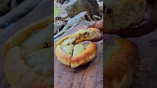 Minced Meat Bread Pita 🥩 🫓  bread pita with minced chicken in nature [upl. by Ahsemat]