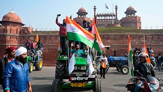 India Farmers race tractors and storm Delhis Red Fort during protests against agricultural reforms [upl. by Oliviero]