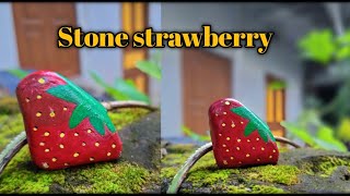 Stone strawberry  easy Rock painting ideas  how to paint strawberries on rock [upl. by Yeruoc]