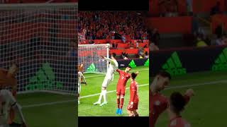 INSANE FLYING HEADER CRISTIANO RONALDO HEAD GOAL shorts cristianoronaldo easports [upl. by Ecikram]