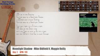 🎸 Moonlight Shadow  Mike Oldfield ft Maggie Reilly Guitar Backing Track with chords and lyrics [upl. by Tav137]