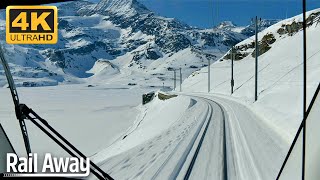 4K Cabview Bernina Express  Rail Away  Tirano Italië  Pontresina Zwitserland [upl. by Wendall]