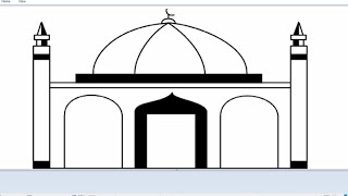 Mosque drawing  how to draw a mosque  masjid drawing in MS paint  masjid drawing on computer [upl. by Erotavlas]