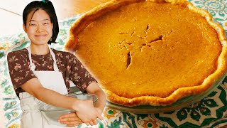 The Creamiest Thanksgiving Pumpkin Pie EVER By June  Delish [upl. by Orgalim]