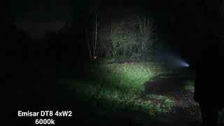 Emisar DT8 4xLH351D 5000K 90CRI4xW1 6000KDT8 4xSST20 4000K 95CRI4xW2 6000k Beamshot comparison [upl. by Kerk191]