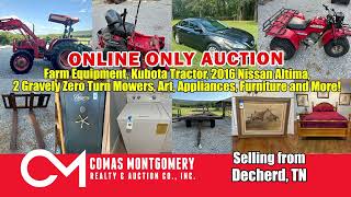 Farm Equipment Kubota Tractor Nissan Altima Furniture Tools amp More ONLINE AUCTION ends 10124 [upl. by Hennebery335]